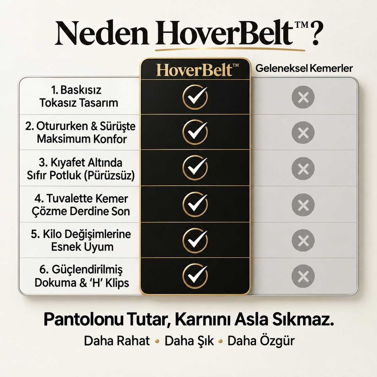 HoverBelt UltraFlex Tokasız Kemer
